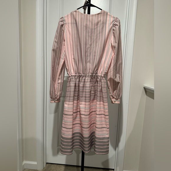 Vintage Melissa Lane Midi Dress in Grey and Pastel Pink - Picture 3 of 4